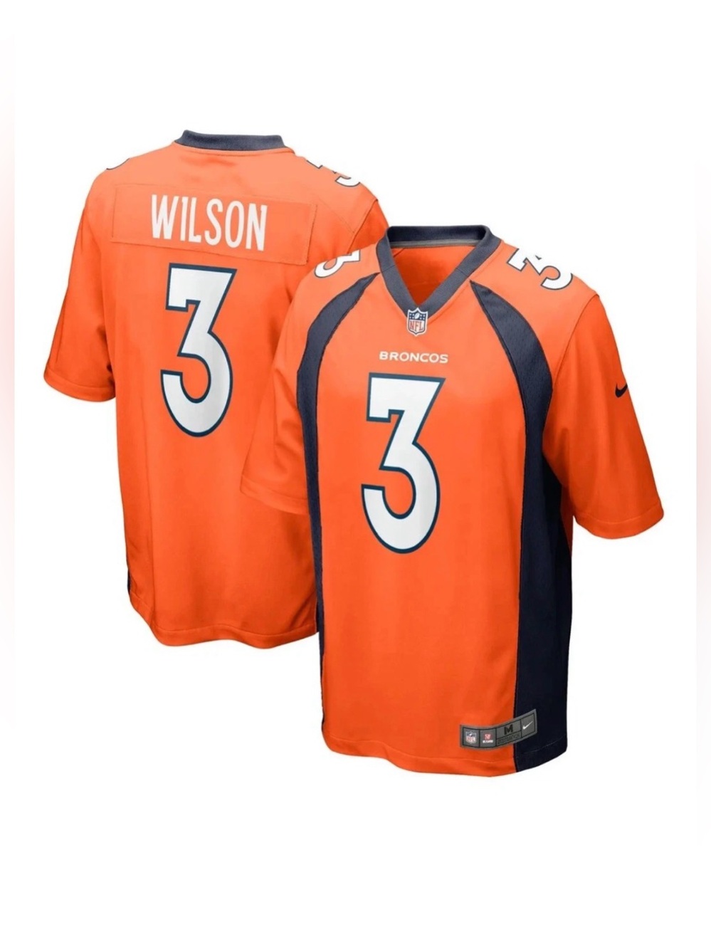 Nike Denver Broncos #3 Wilson Game Orange Football Jersey 3XL